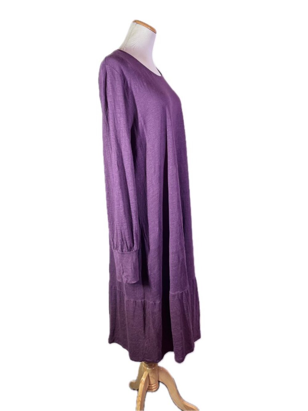 Gudrun Sjõdén Size XL Purple Knit Linen Pullover Dress Long Sleeve